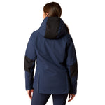 An image of a female model wearing the Ariat Valour Waterproof Jacket in the colour Navy Black.