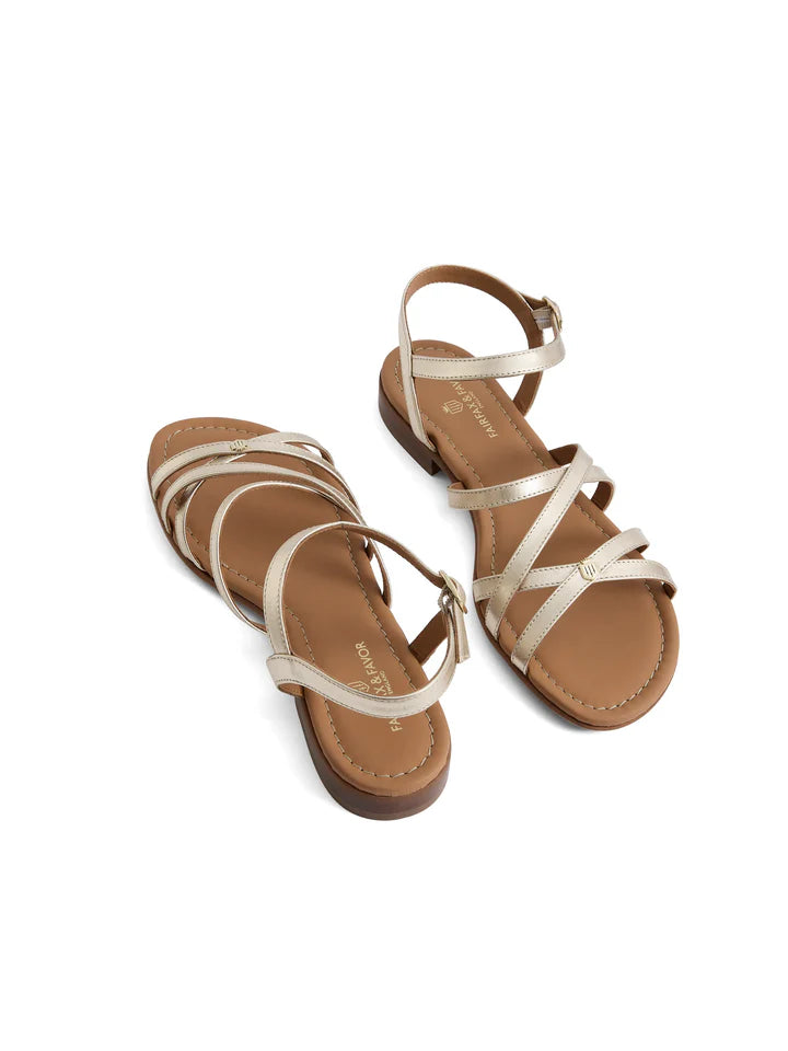 Fairfax & Favor St Ives Sandal Gold Leather