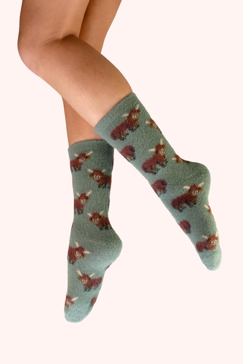 Highland Cow Fuzzy Socks