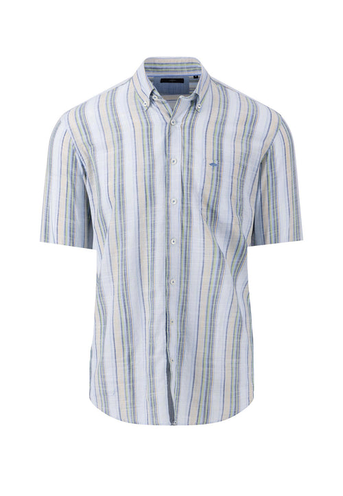 An image of the Fynch-Hatton Sporty Linen Short Sleeve Shirt in the design Pineapple.