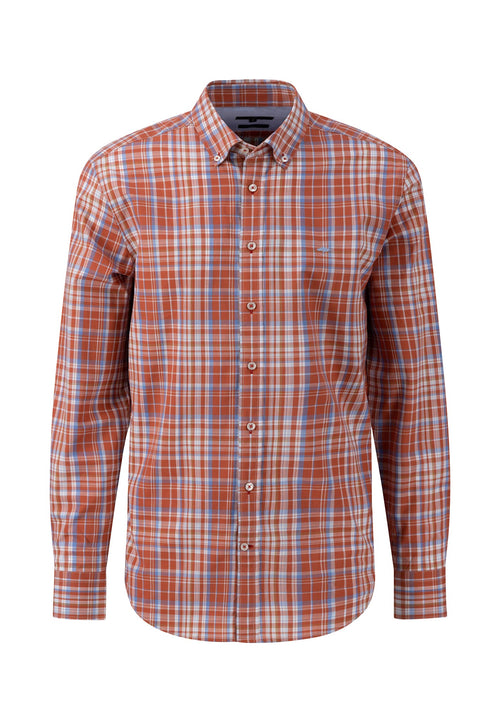 An image of the Fynch Hatton Long Sleeve Shirt in the colour Orient Red.