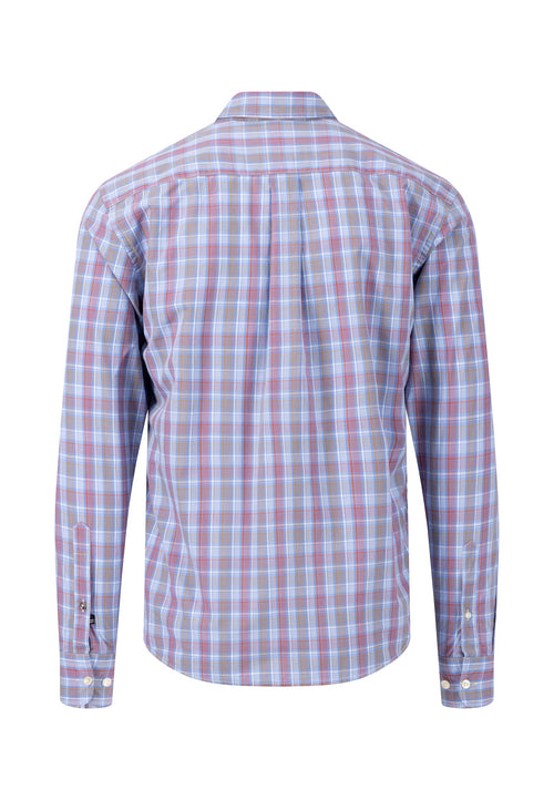 An image of the Fynch Hatton Long Sleeve Check Shirt in the colour Orient Red.