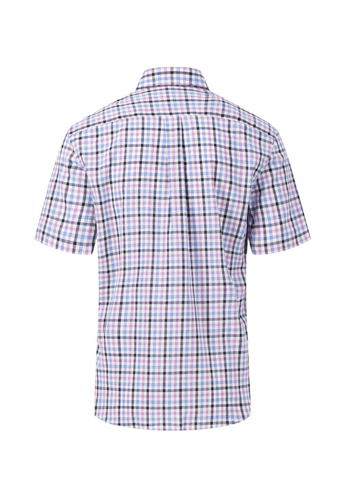 An image of the Fynch-Hatton Checked Cotton Shirt in the colour Dusty Lavender.