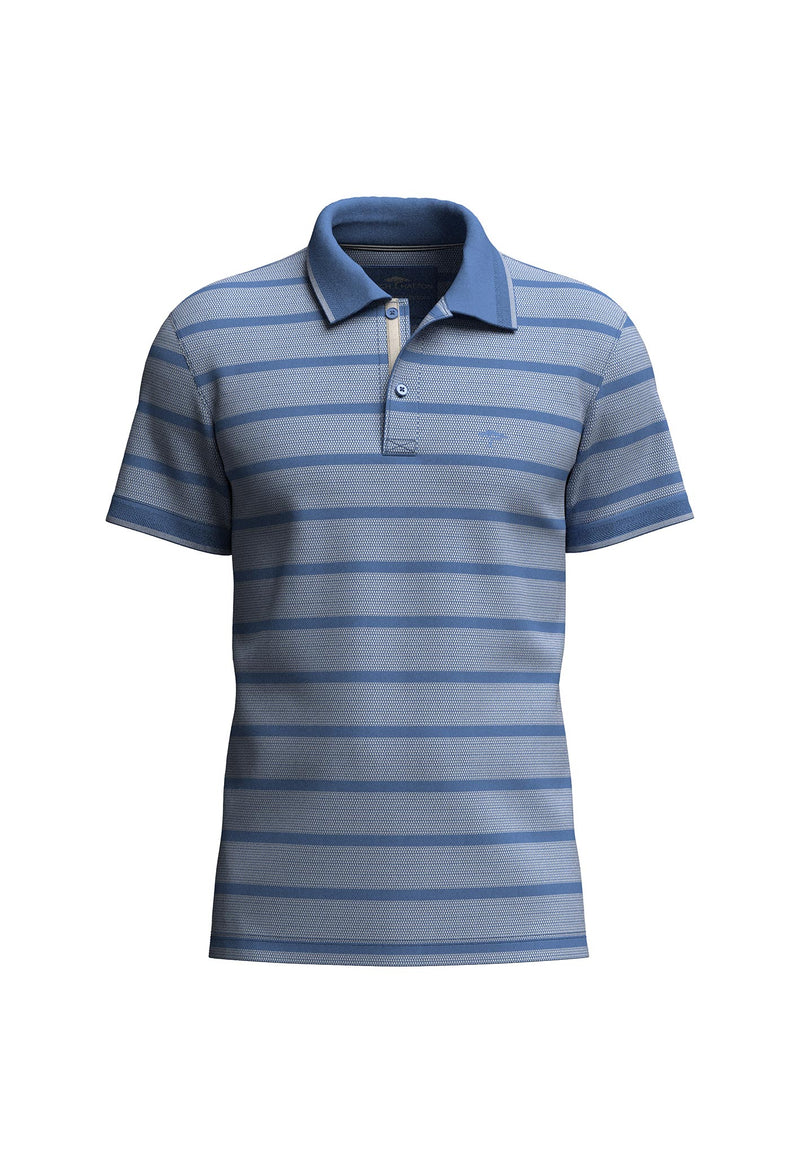 An image of the Fynch-Hatton Polo Stripe Shirt in the colour Crystal Blue.
