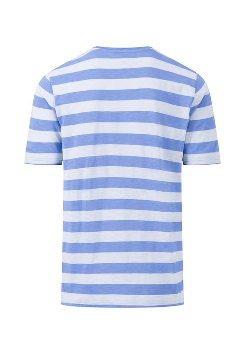 Fynch-Hatton T-Shirt Basic. A casual fit, half sleeve T-shirt with crew neck and blue and white block stripe print.