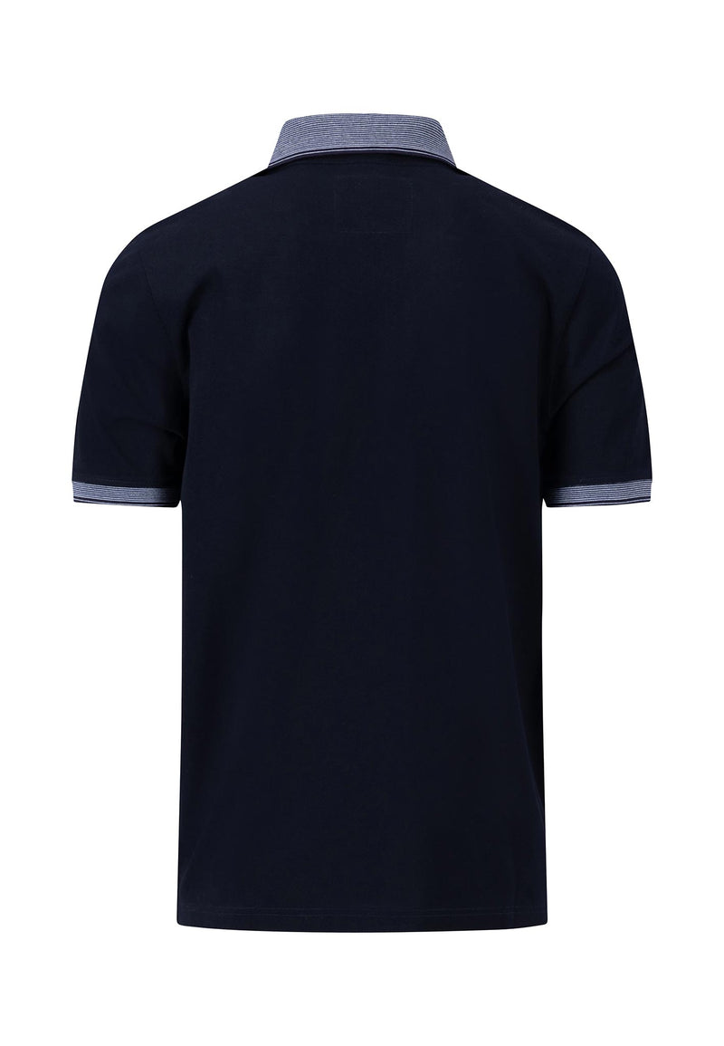 An image of the Fynch-Hatton Polo Shirt with Contrast Details in the colour Navy