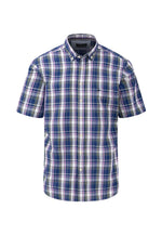 An image of the Fynch-Hatton Cotton Shirt with half sleeves in the colour Navy.