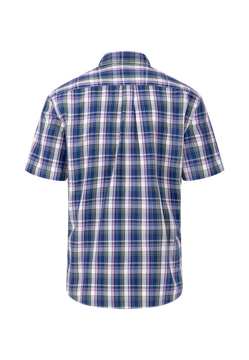 An image of the Fynch-Hatton Cotton Shirt with half sleeves in the colour Navy.