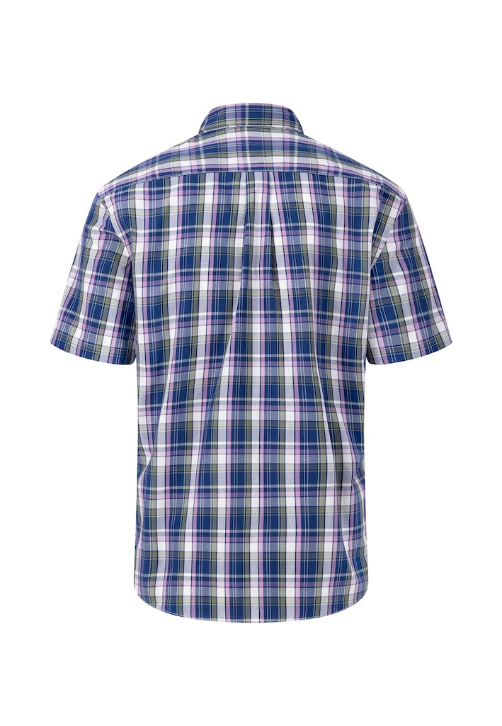 An image of the Fynch-Hatton Cotton Shirt with half sleeves in the colour Navy.