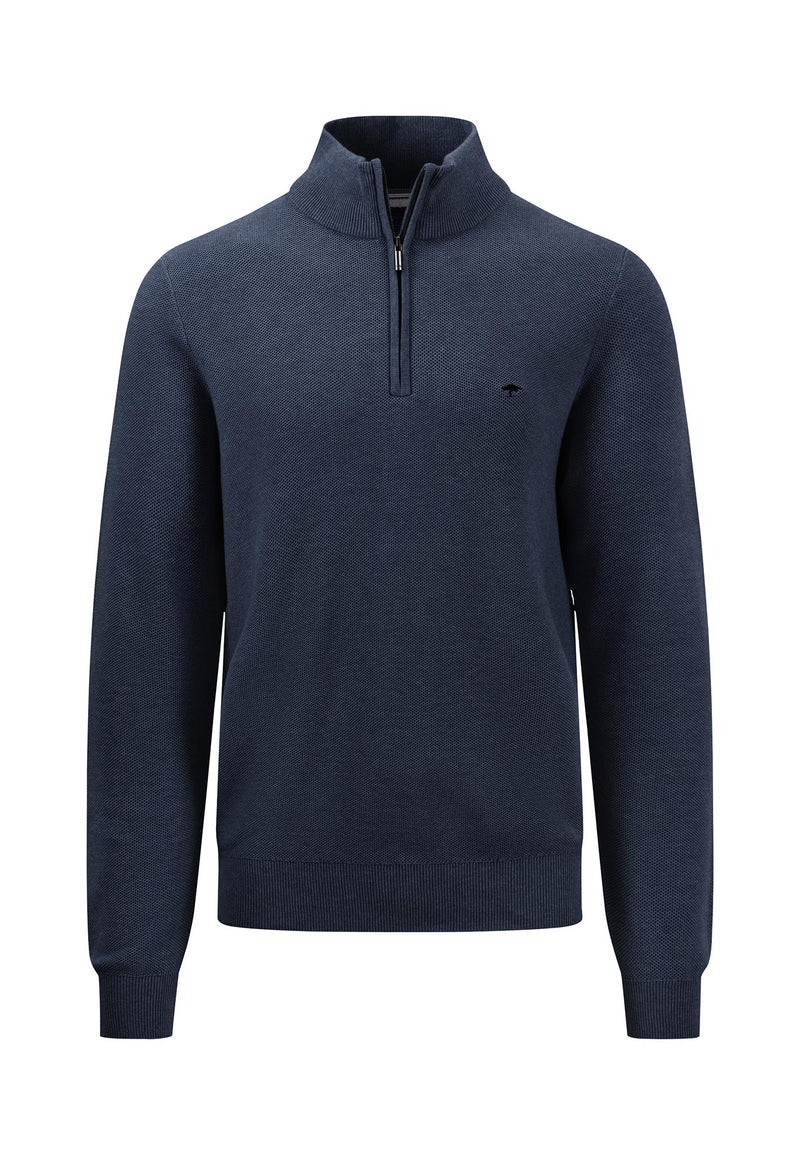 An image of Fynch-Hatton 1/2 Zip Jumper in the colour night navy.