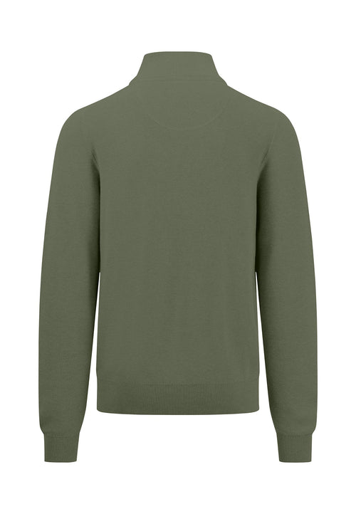 An image of Fynch-Hatton 1/2 Zip Jumper in the colour dusty olive.