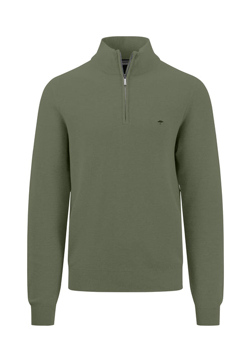An image of Fynch-Hatton 1/2 Zip Jumper in the colour dusty olive.