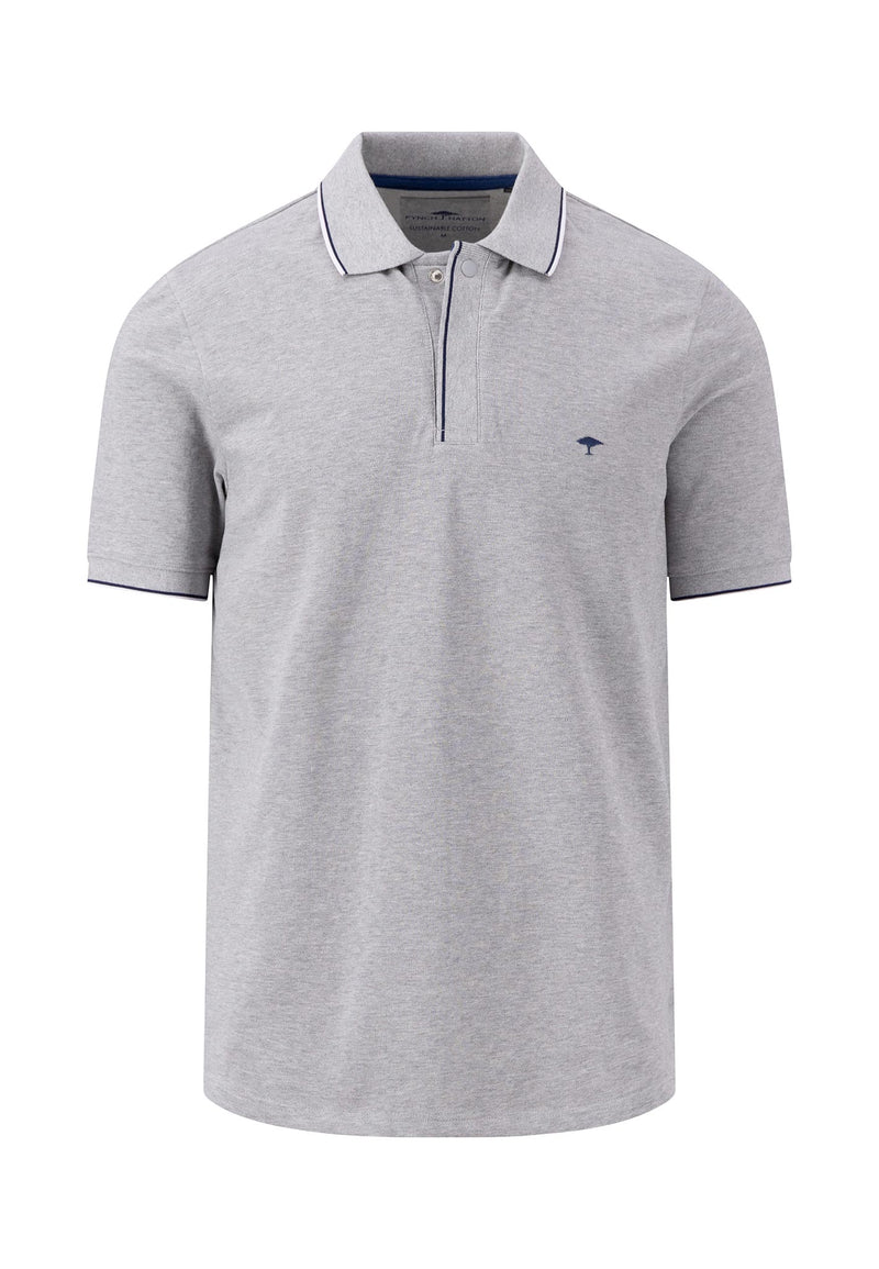 An image of the Fynch-Hatton Sporty Polo Shirt in the colour Cool Grey.