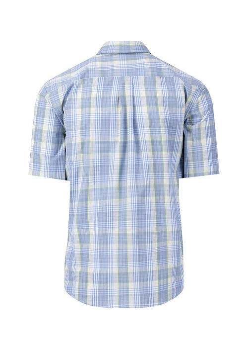 Fynch-Hatton Short Sleeve Check Shirt in Cool Grey.