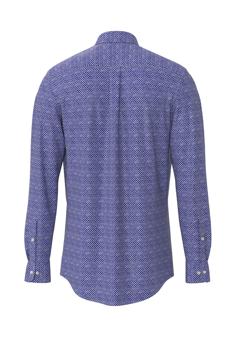 An image of the Fynch-Hatton Blue Story Print Shirt