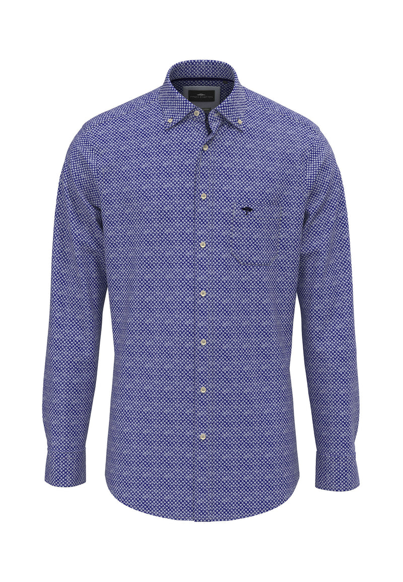 An image of the Fynch-Hatton Blue Story Print Shirt