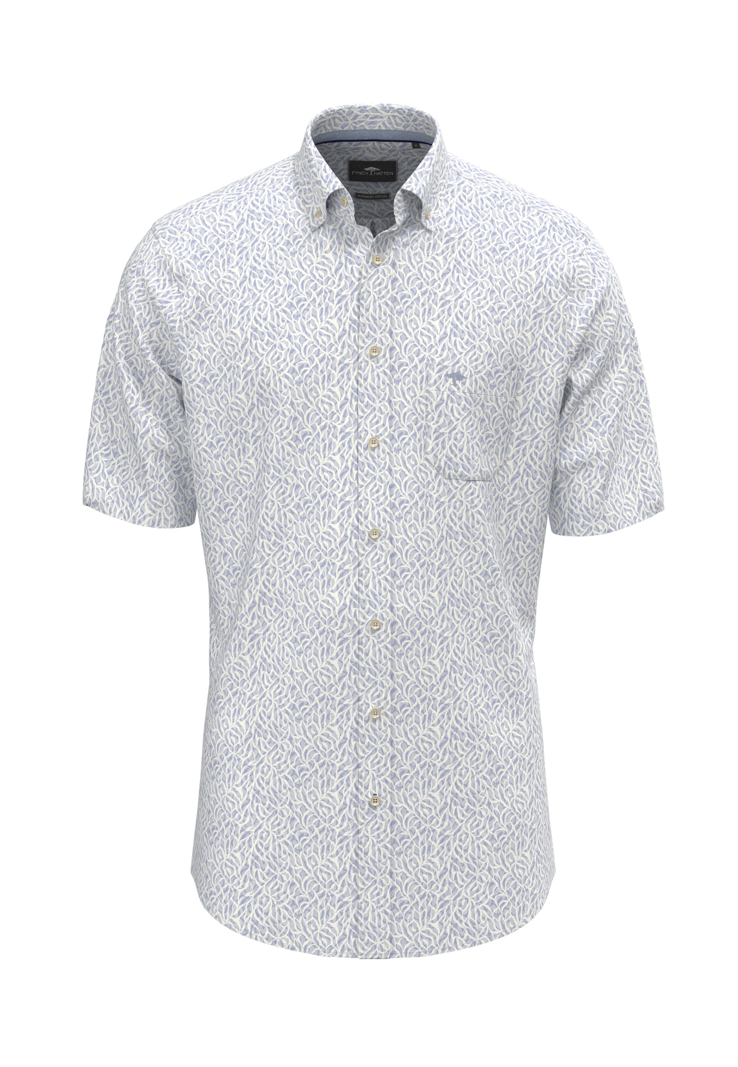 An image of the Fynch-Hatton Summer Slub Print Shirt