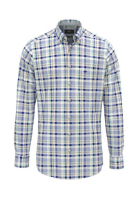 An image of the Fynch-Hatton Washed Oxford Check Shirt