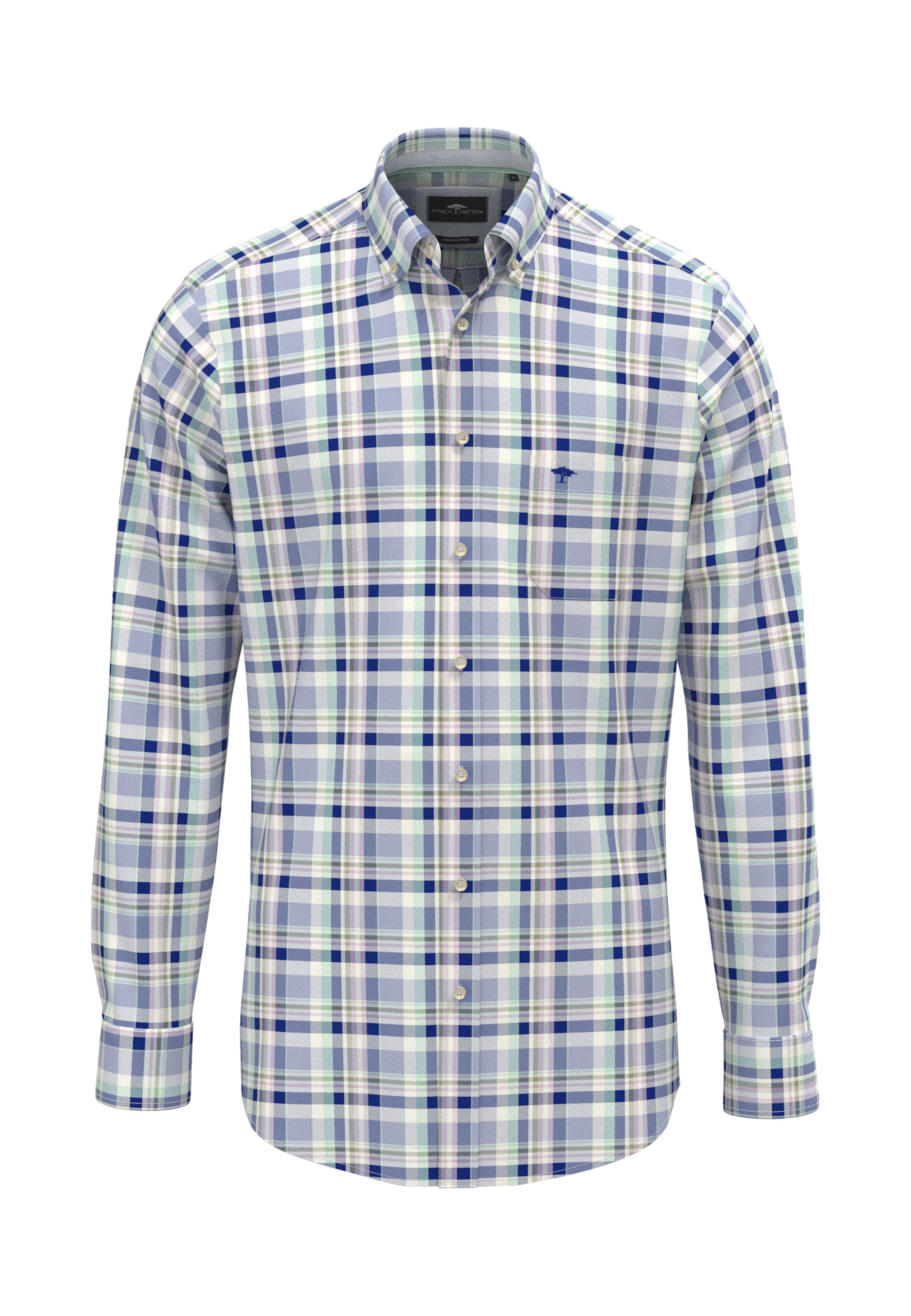 An image of the Fynch-Hatton Washed Oxford Check Shirt