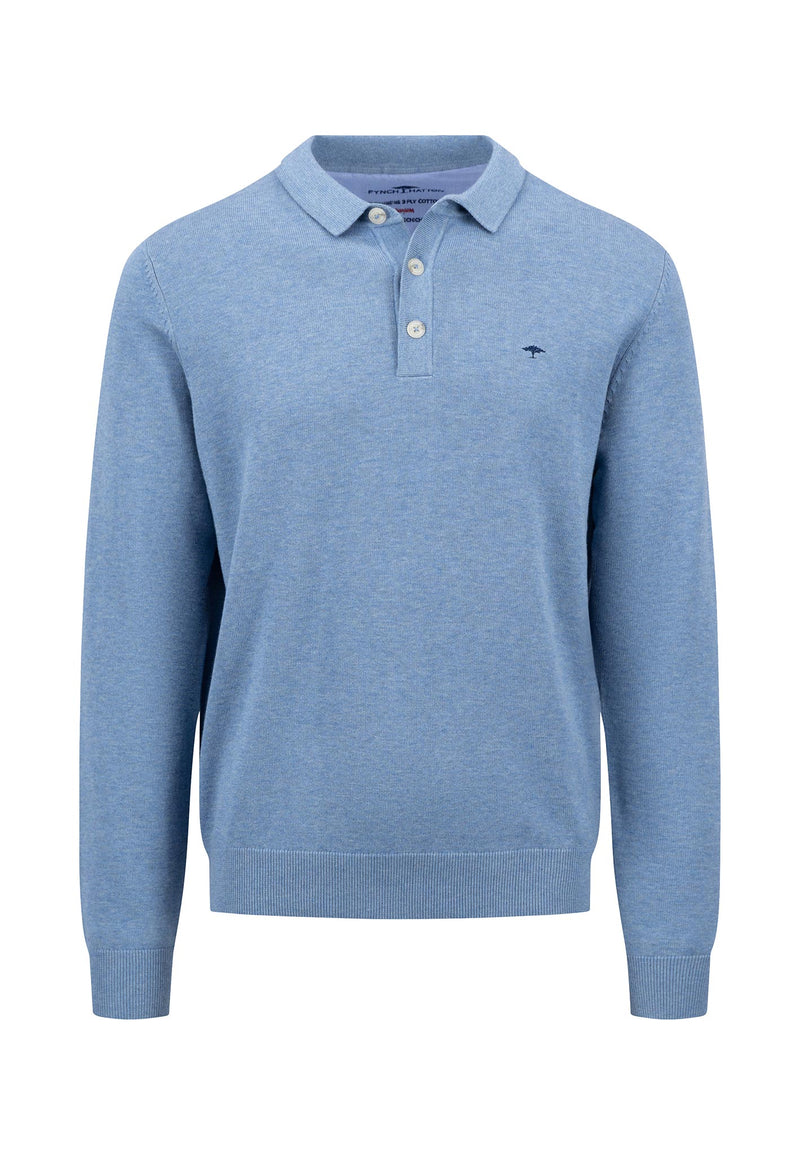 An image of the Fynch-Hatton Long Sleeve Superfine Polo