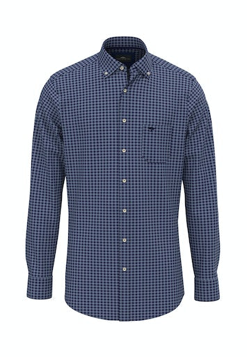 An image of the Fynch-Hatton Small Check Long Sleeve Shirt