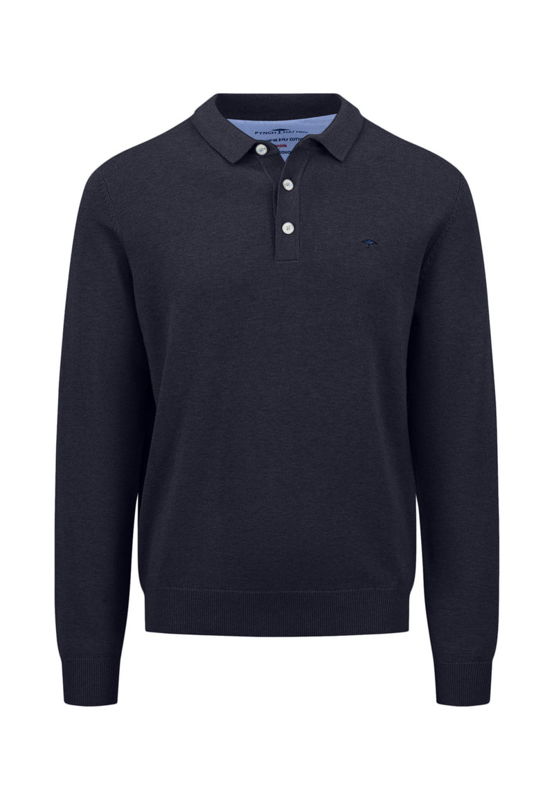 An image of the Fynch-Hatton Long Sleeve Superfine Polo