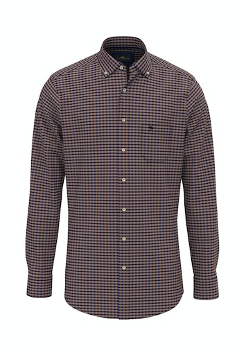 An image of the Fynch-Hatton Small Check Long Sleeve Shirt