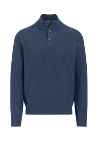 An image of the Fynch-Hatton Knitted Structure Buttoned Sweater