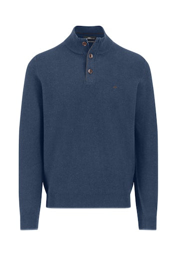 An image of the Fynch-Hatton Knitted Structure Buttoned Sweater