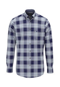 An image of the Fynch-Hatton Blue Flannel Check Shirt
