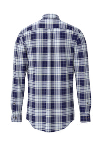 An image of the Fynch-Hatton Blue Flannel Check Shirt