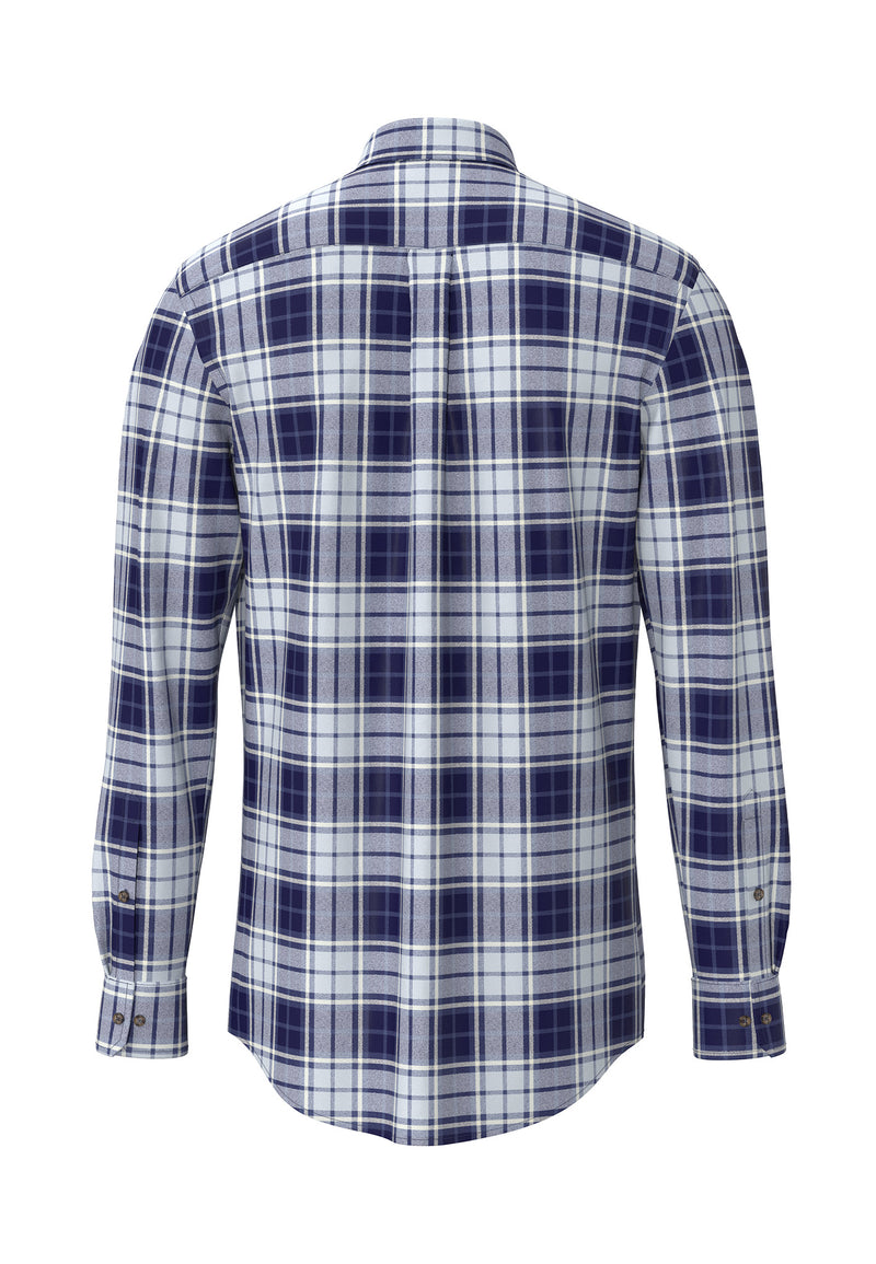 An image of the Fynch-Hatton Blue Flannel Check Shirt