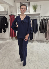 An image of the Carla Ruiz Floral Blouse & Pants Set
