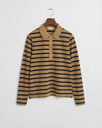 An image of the Gant Breton Striped Long Sleeve Polo Shirt
