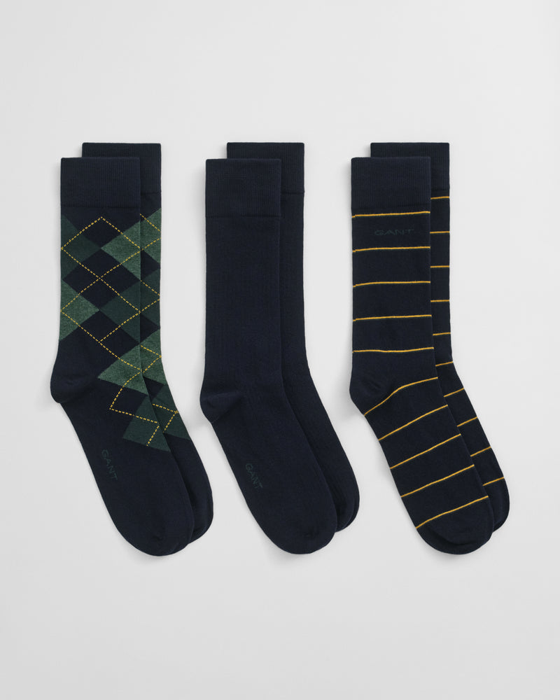 An image of the Gant Argyle And Stripe Socks 3-Pack