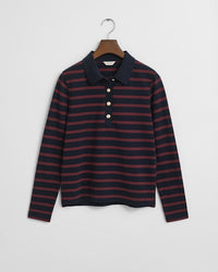 An image of the Gant Breton Striped Long Sleeve Polo Shirt