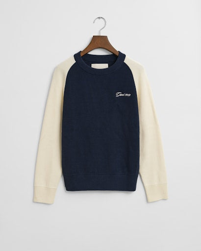 An image of the Gant Colour Blocked Cotton Crew Neck Sweater