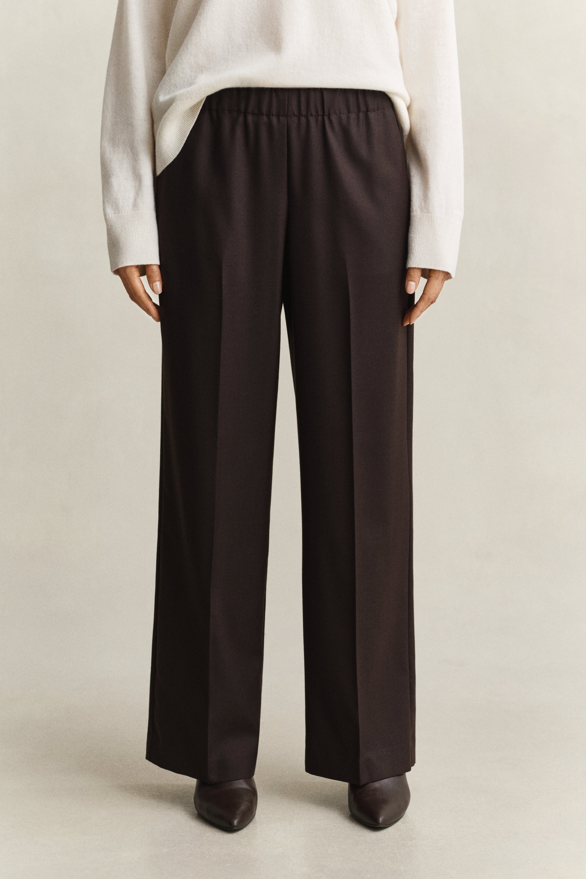 Wool Blend Pull On Pants