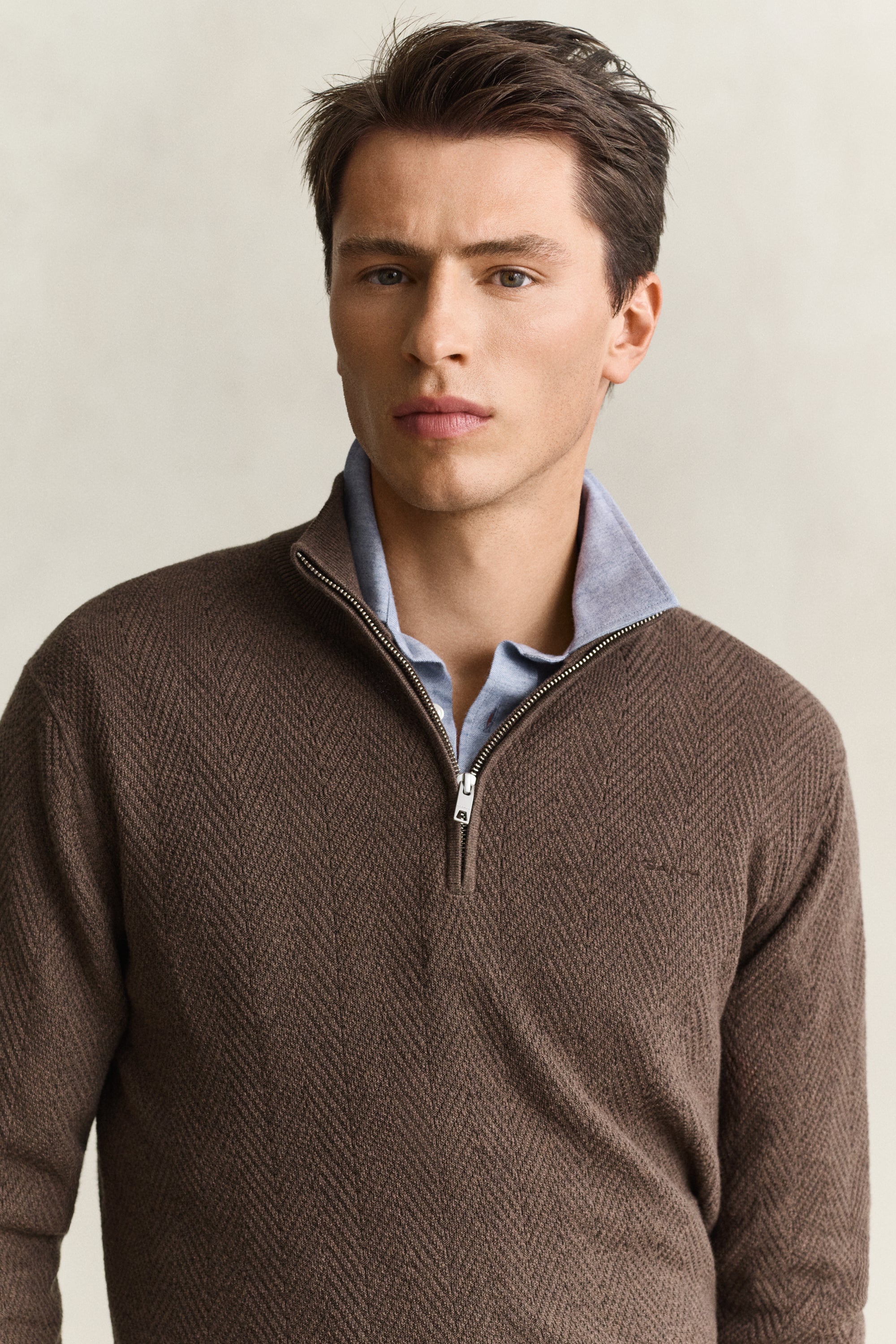 Herringbone Texture Half Zip
