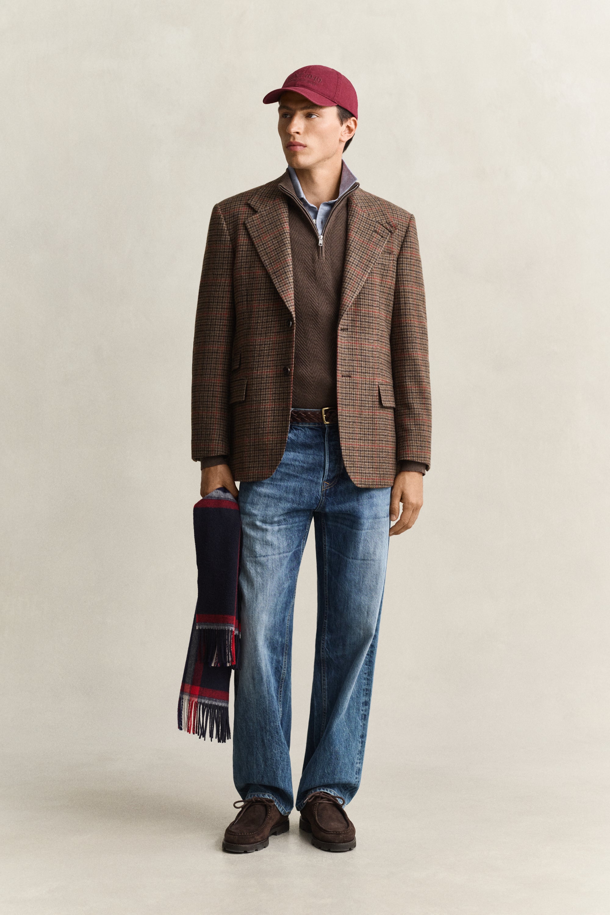 Herringbone Texture Half Zip