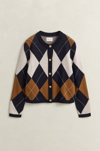 Argyle Crew Neck Cardigan
