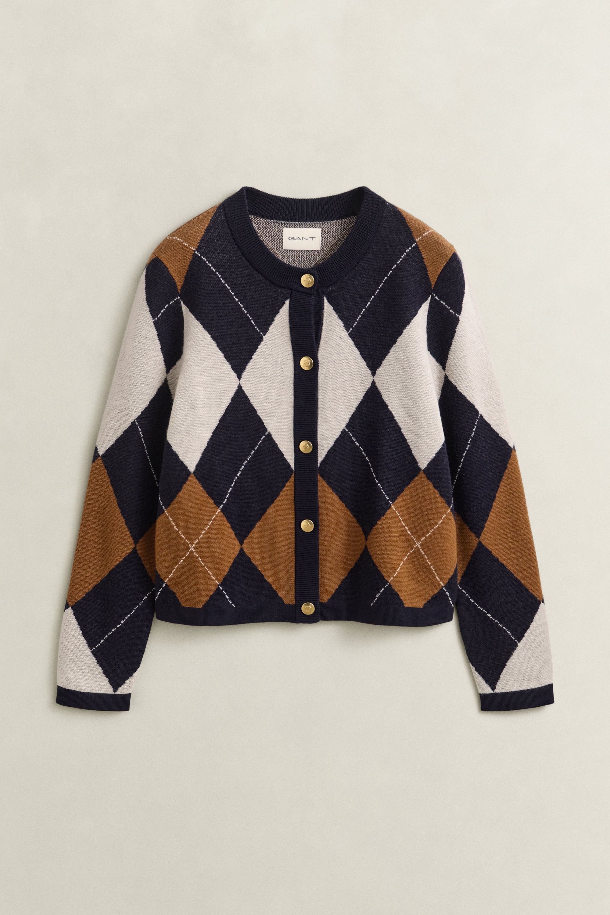 Argyle Crew Neck Cardigan