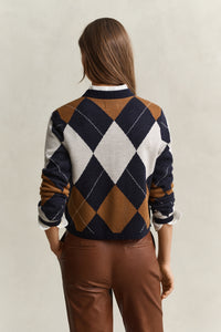 Argyle Crew Neck Cardigan
