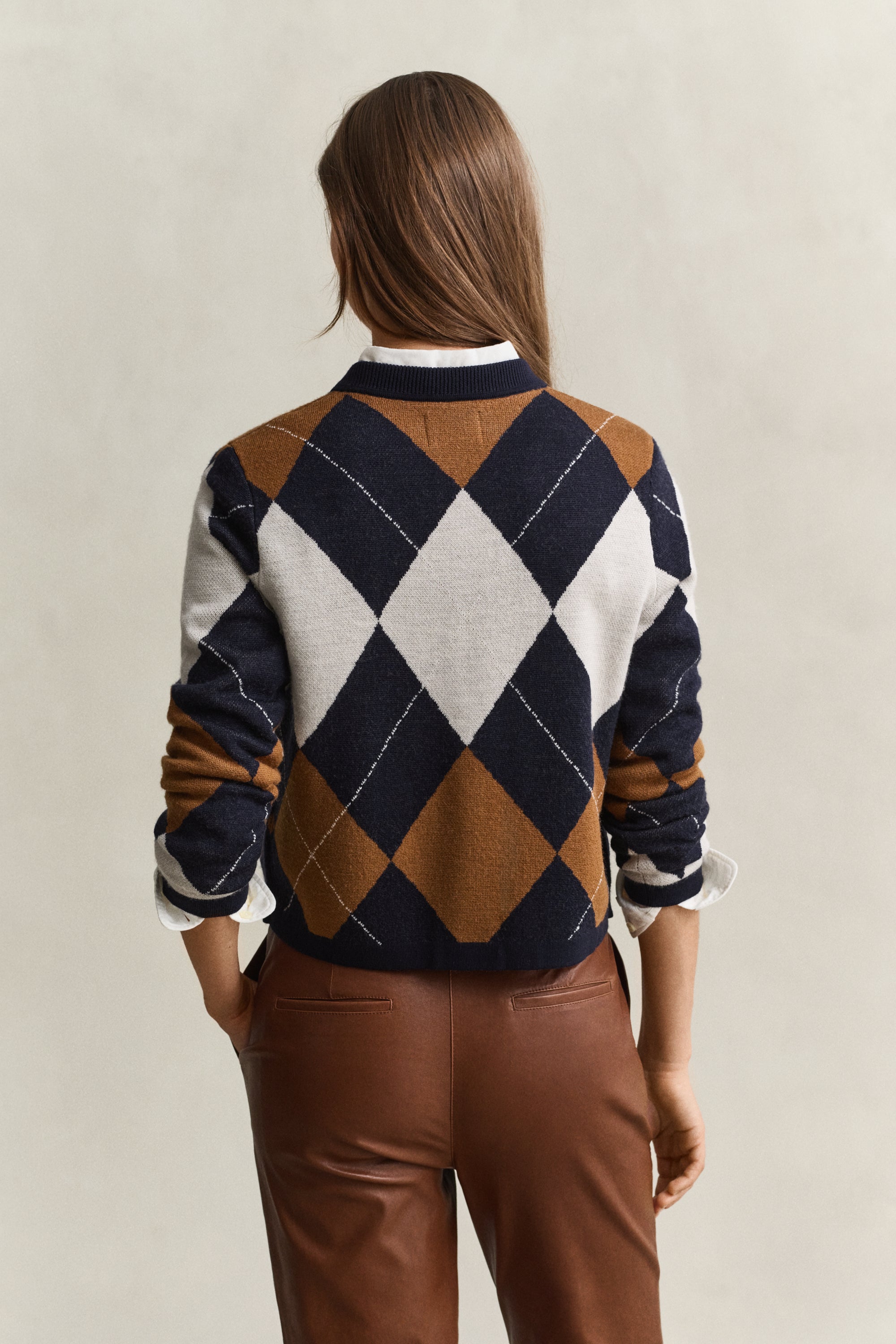 Argyle Crew Neck Cardigan