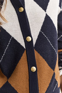 Argyle Crew Neck Cardigan