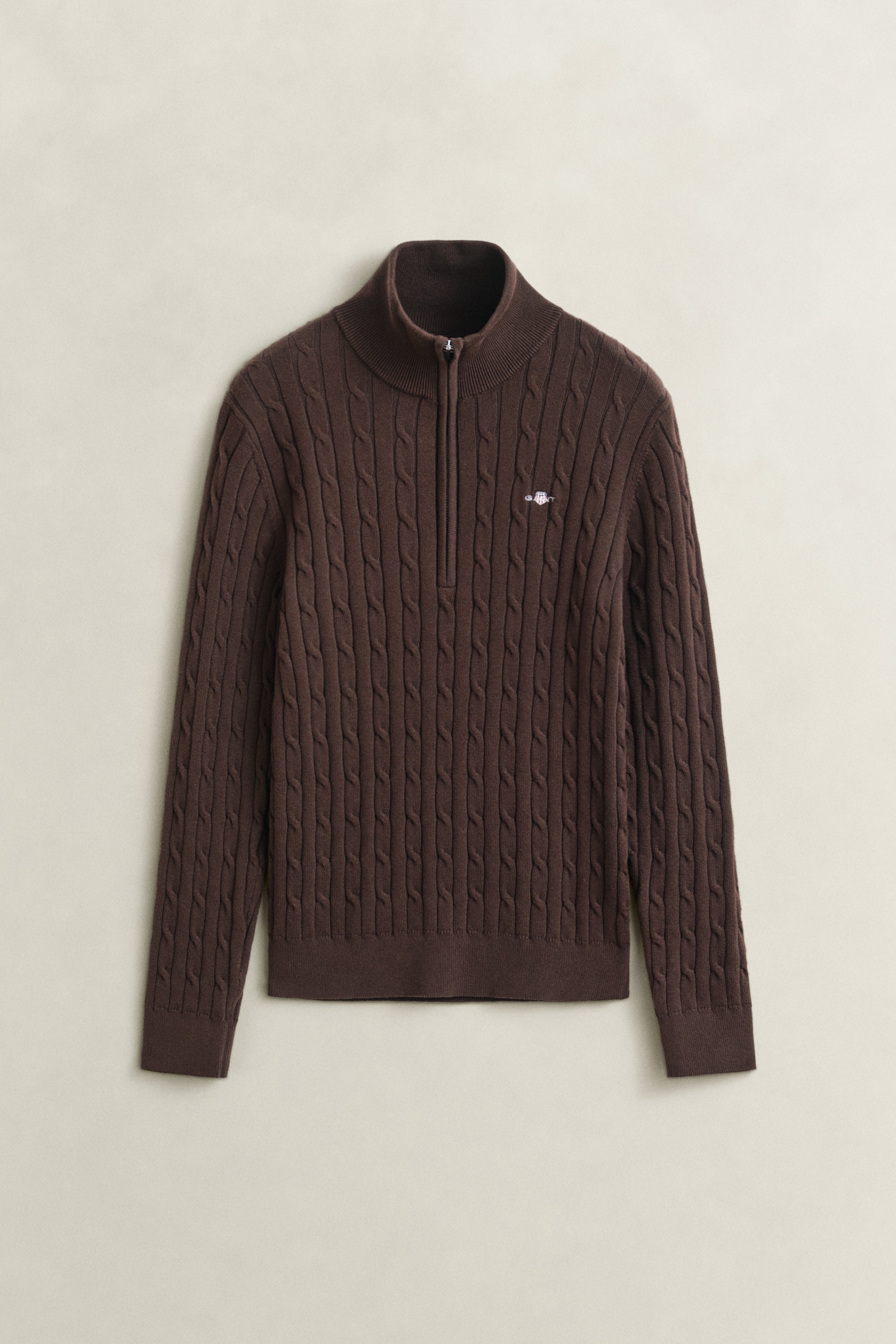 Stretch Cotton Cable Half-Zip Sweater