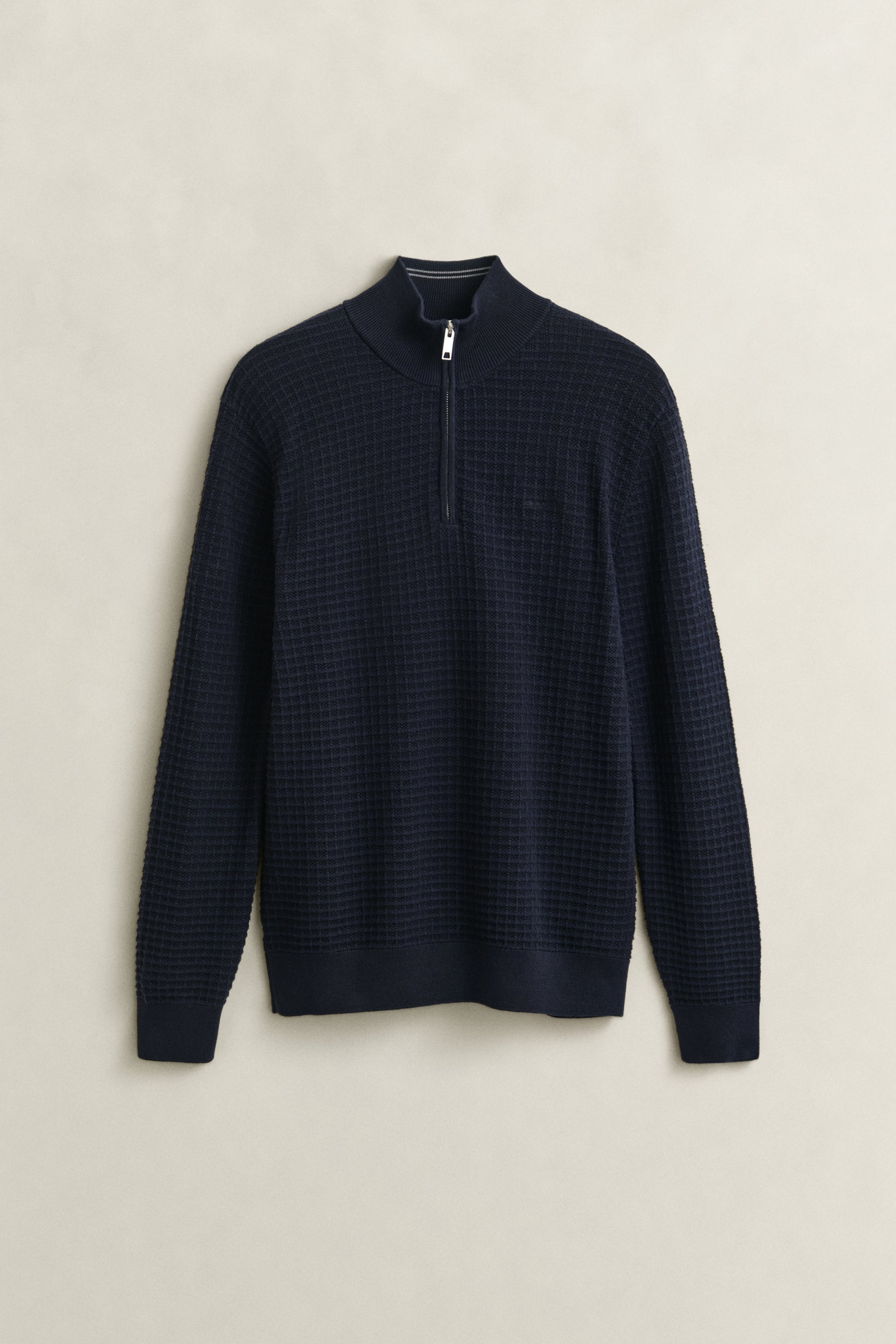 Cotton Texture Half Zip Sweater