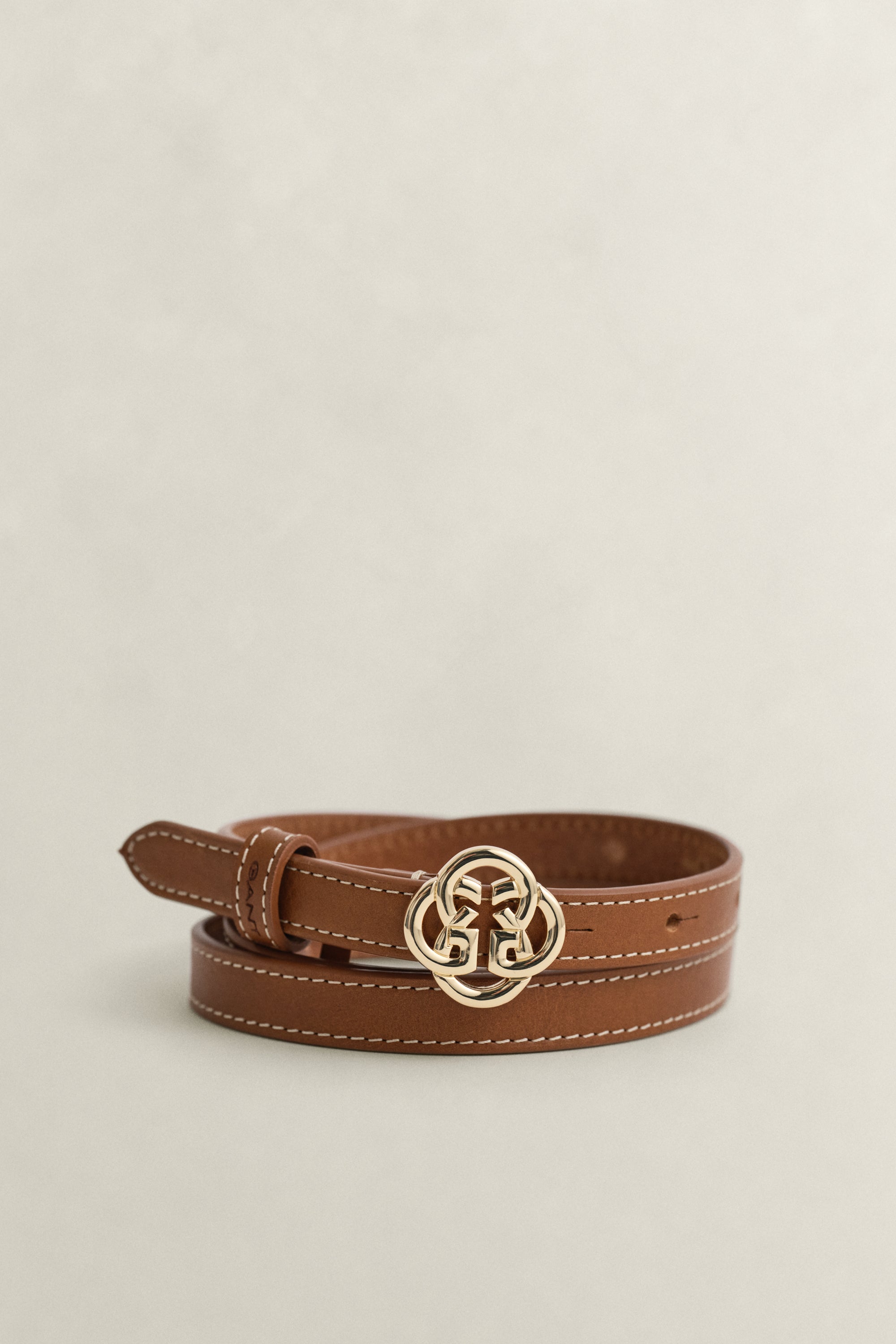 An image of the Gant Monogram Buckle Slim Leather Belt