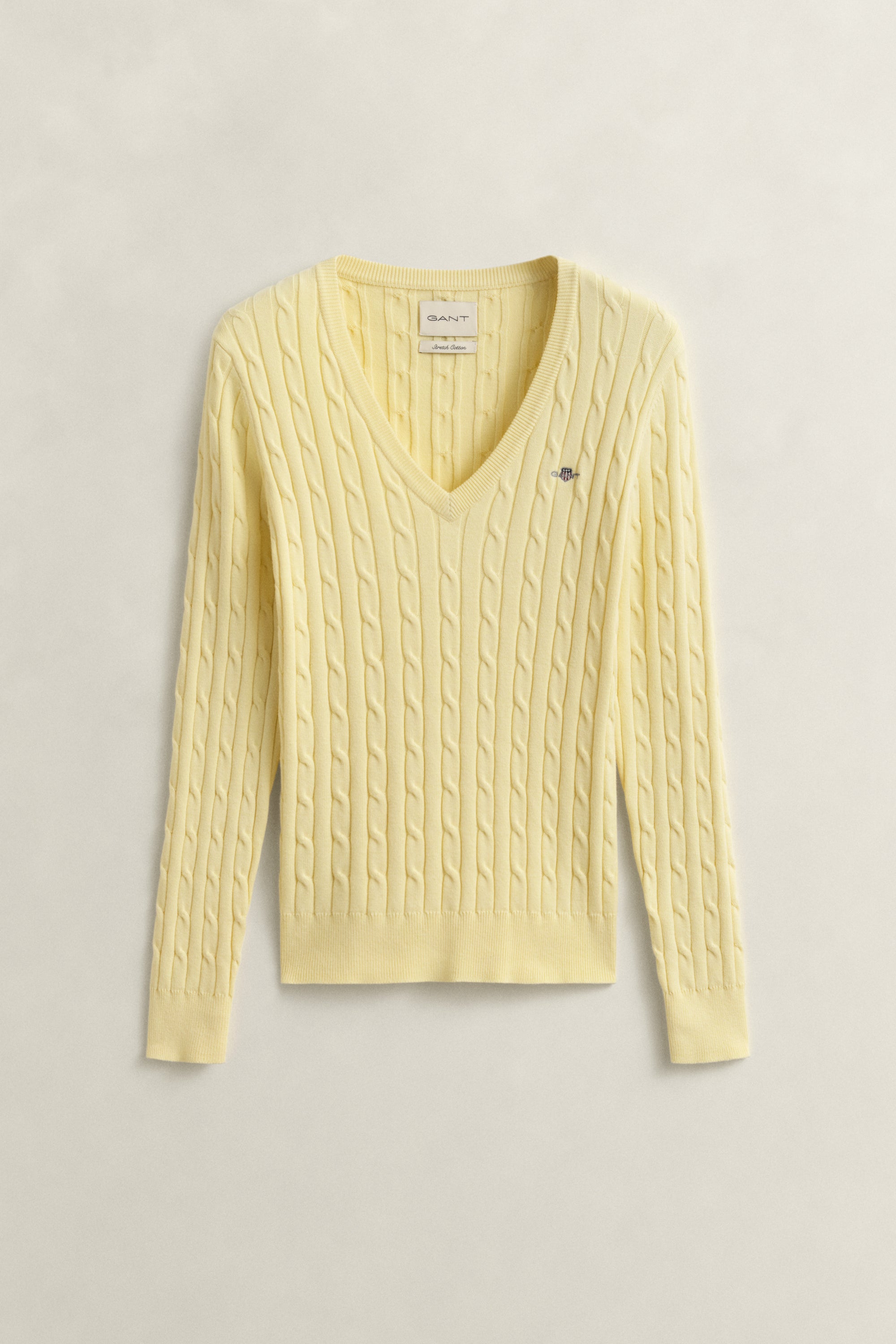 An image of the Gant Stretch Cotton Cable V-Neck Sweater