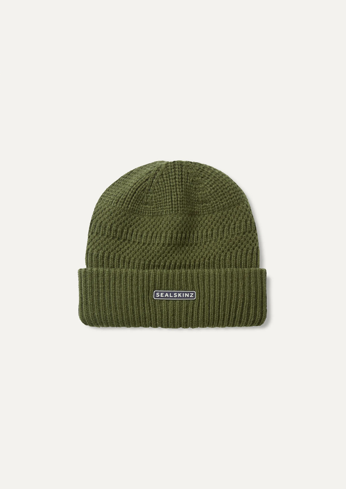 An image of the Sealskinz Gressenhall Waterproof Cold Weather Textured Stripe Roll Cuff Beanie